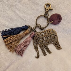Sakroots VINTAGE Boho Elephant With Tassels Keychain Bag Charm